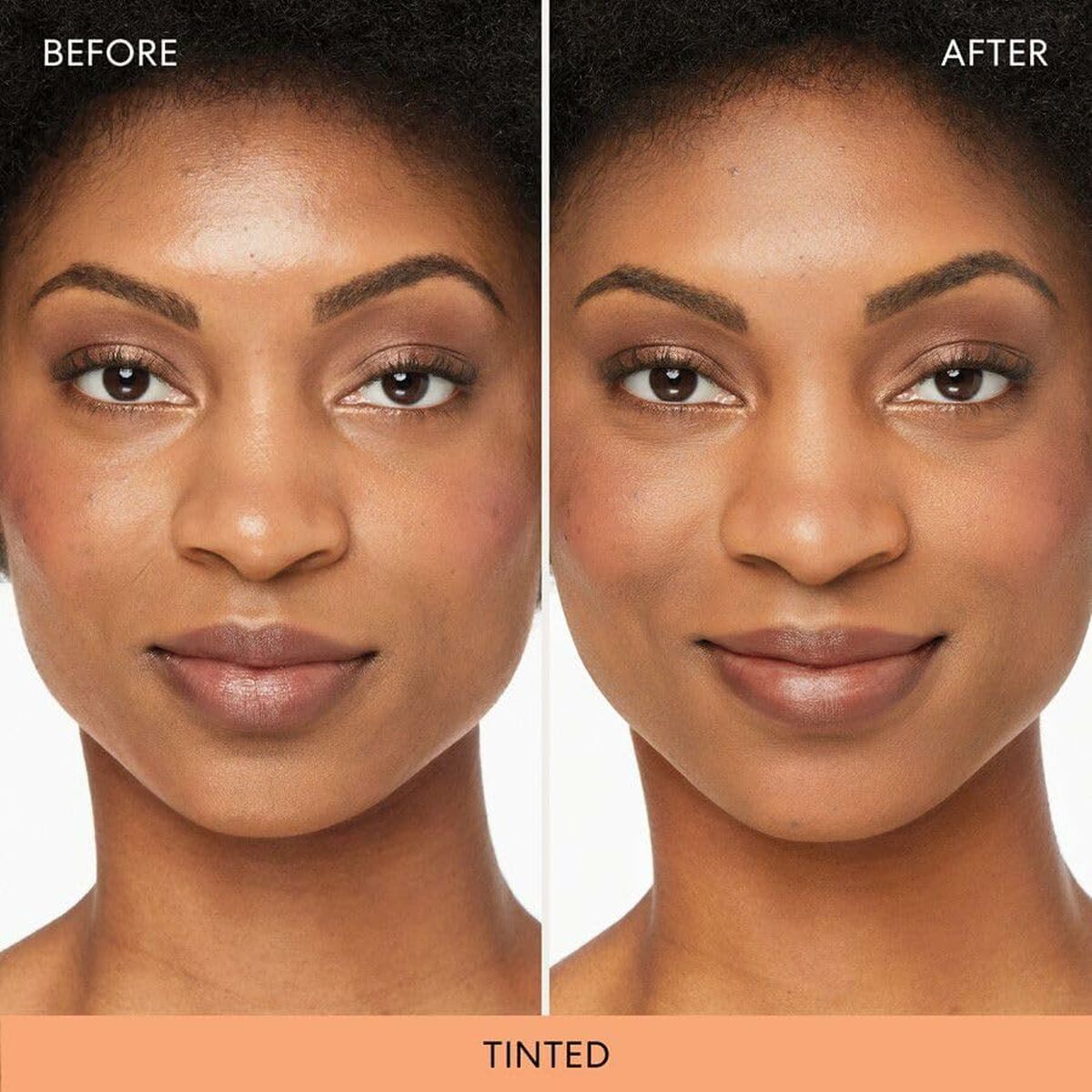 Before and after images showing the effect of Shine Inline Mineral Veil on skin, highlighting a smooth and radiant finish.