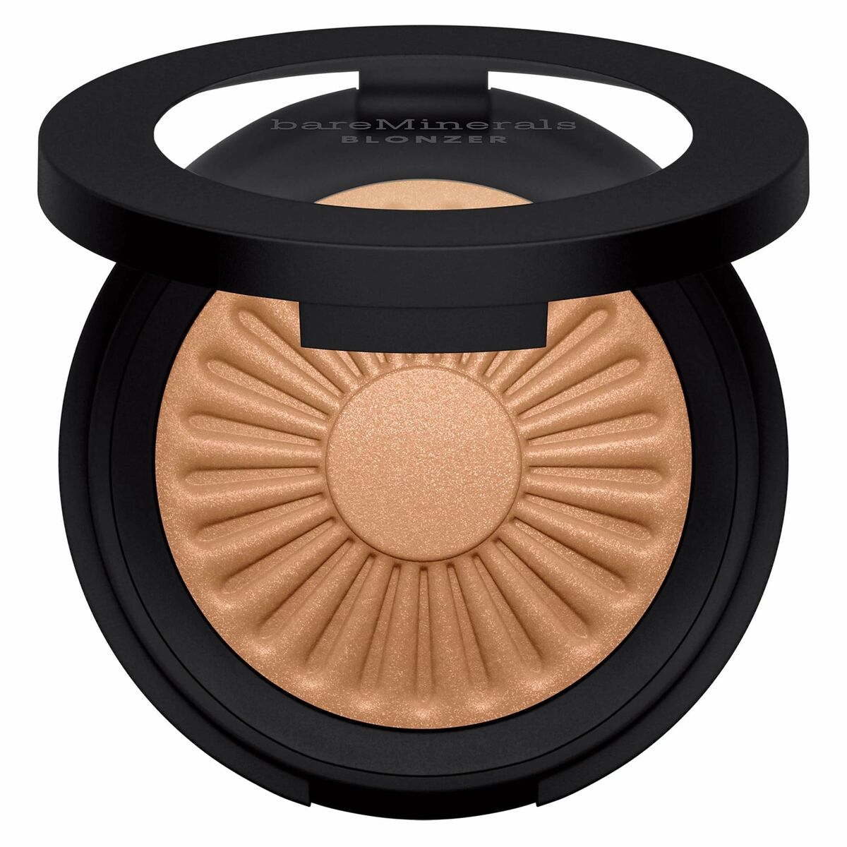 bareMinerals liquid makeup base Gen Nude in sleek black packaging with golden bronzer shade
