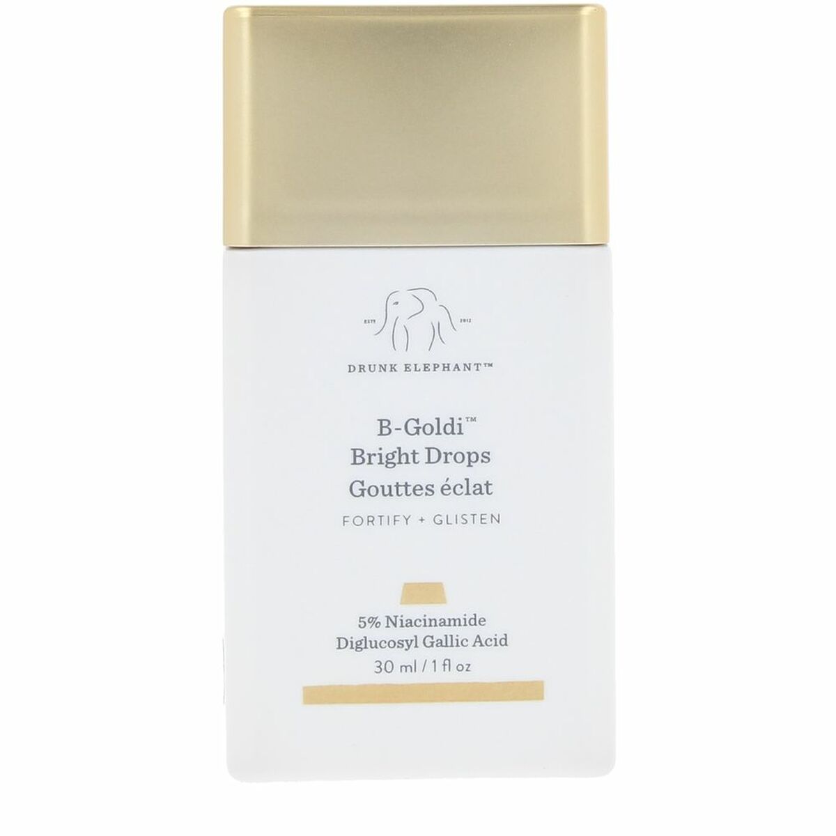 Drunk Elephant B-Goldi Bright Drops 30 ml serum, illuminating formula for women's skincare.
