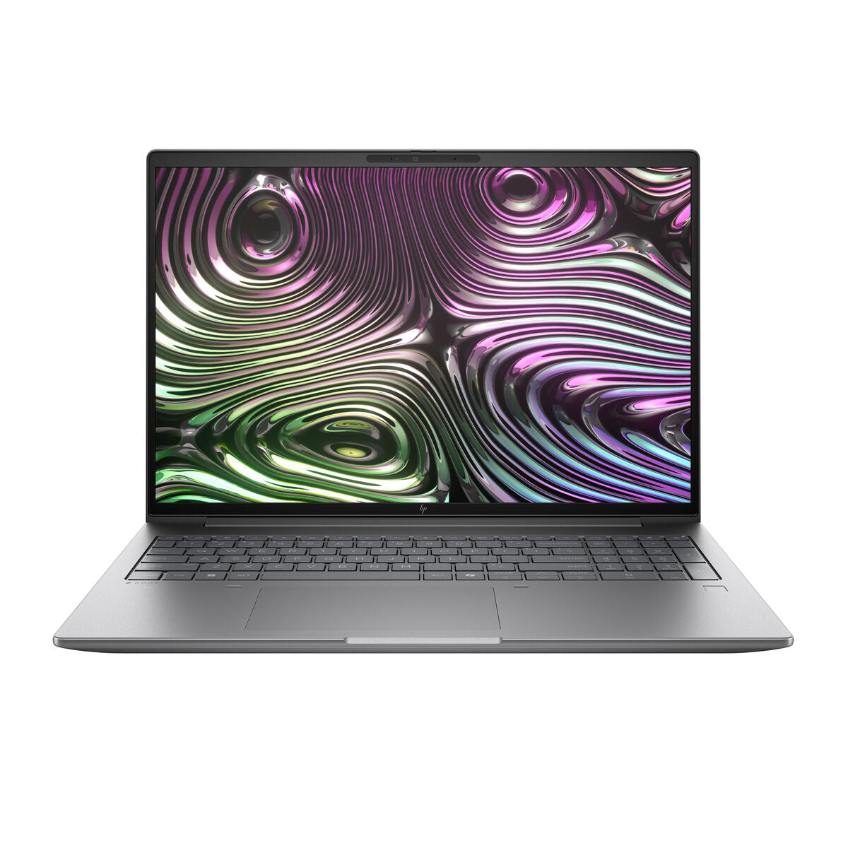 Poudres Compactes HP B72XCET#ABE with vibrant wave-pattern display, sleek design, and integrated speakers.