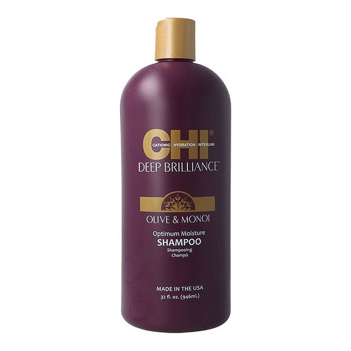 Chi Deep Brilliance Optimum Moisture Shampoo 946 ml bottle for unisex hair care.