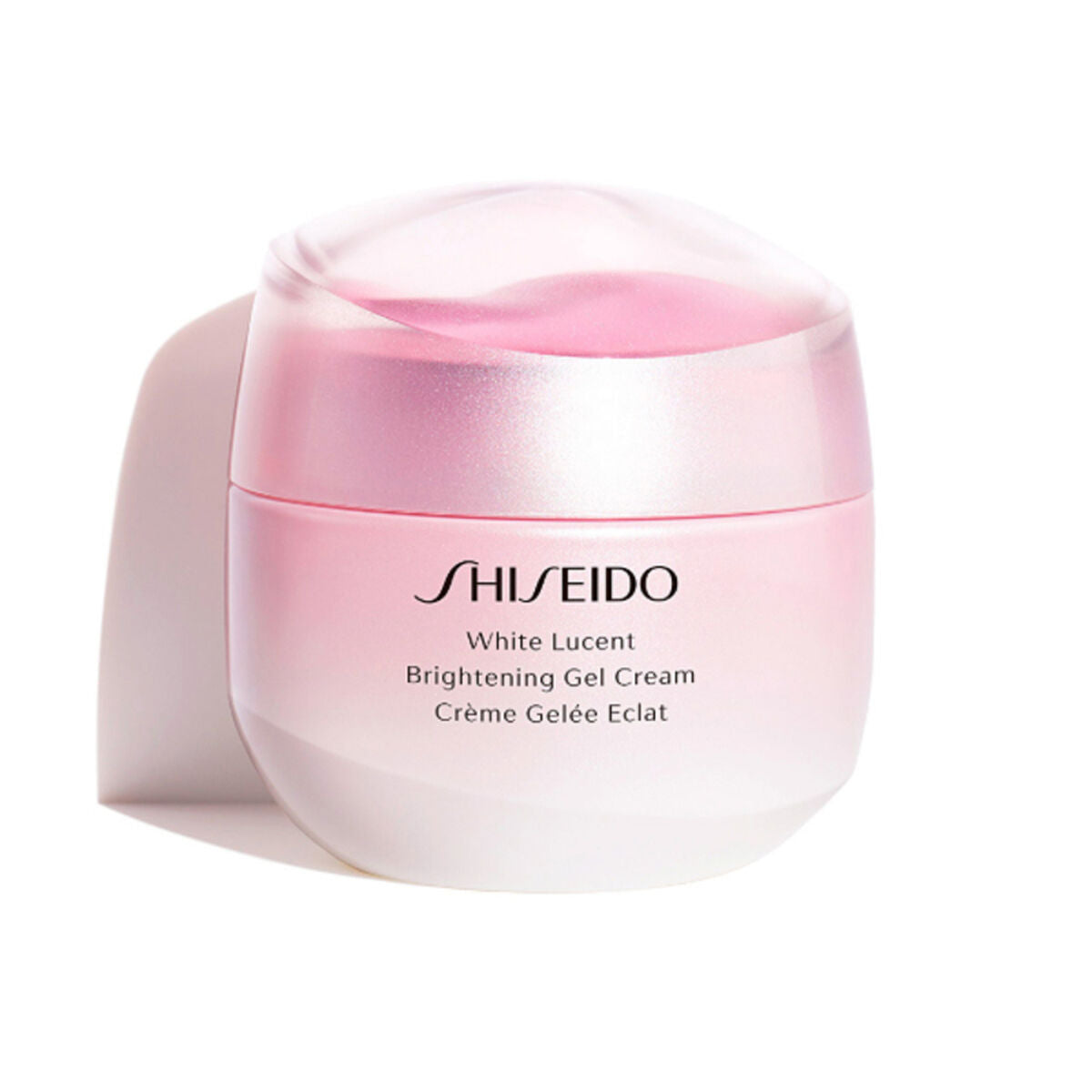 Shiseido White Lucent Brightening Gel Cream 50 ml in a sleek pink container for effective skin brightening.