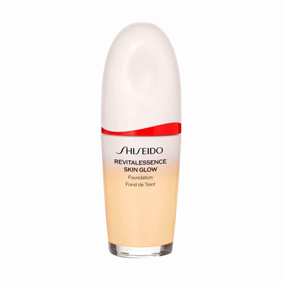 Shiseido Revitalessence Skin Glow Nº 120 liquid foundation in a sleek bottle, ideal for enhancing skin beauty.