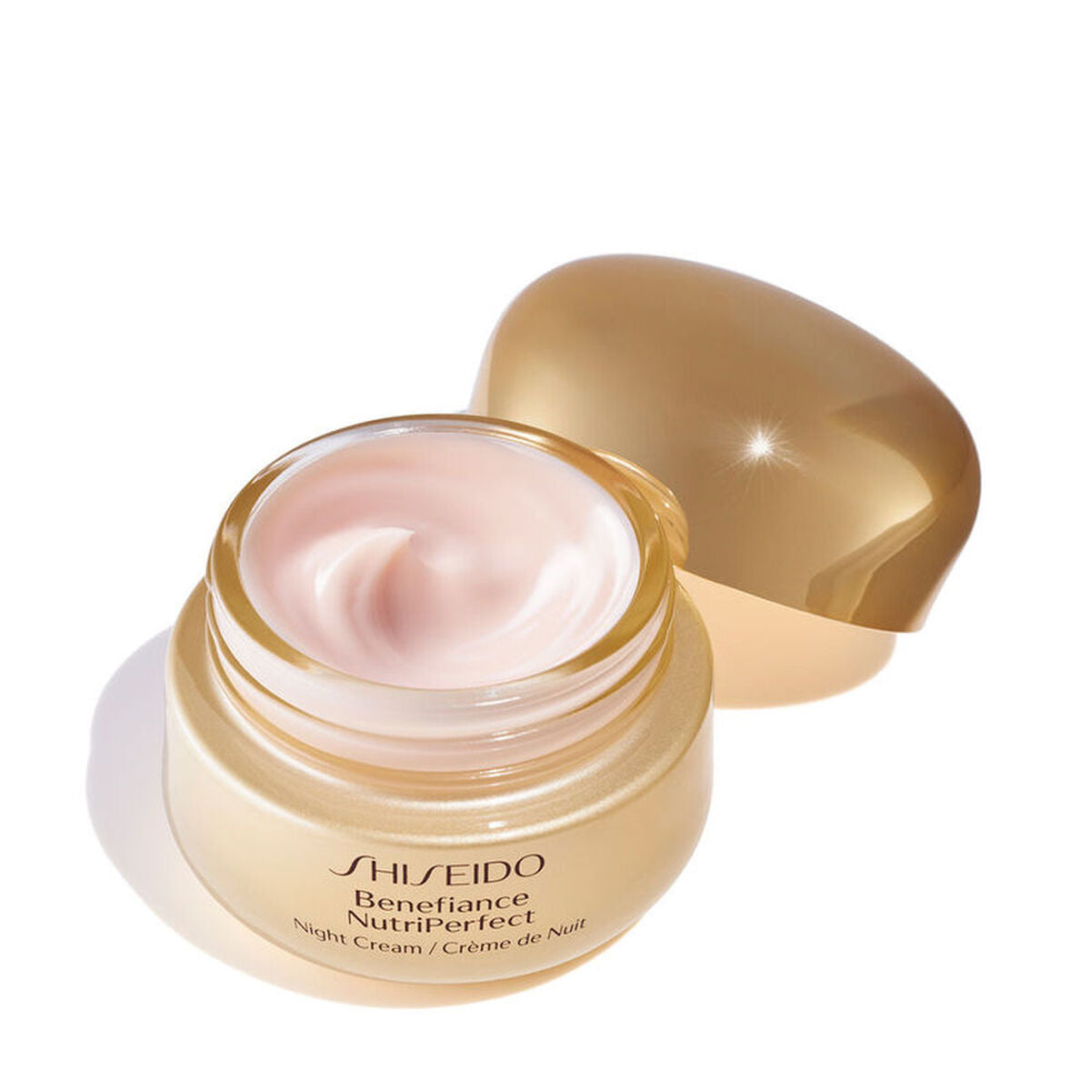 Shiseido Benefiance NutriPerfect night cream in gold jar, 50 ml, suitable for all skin types.