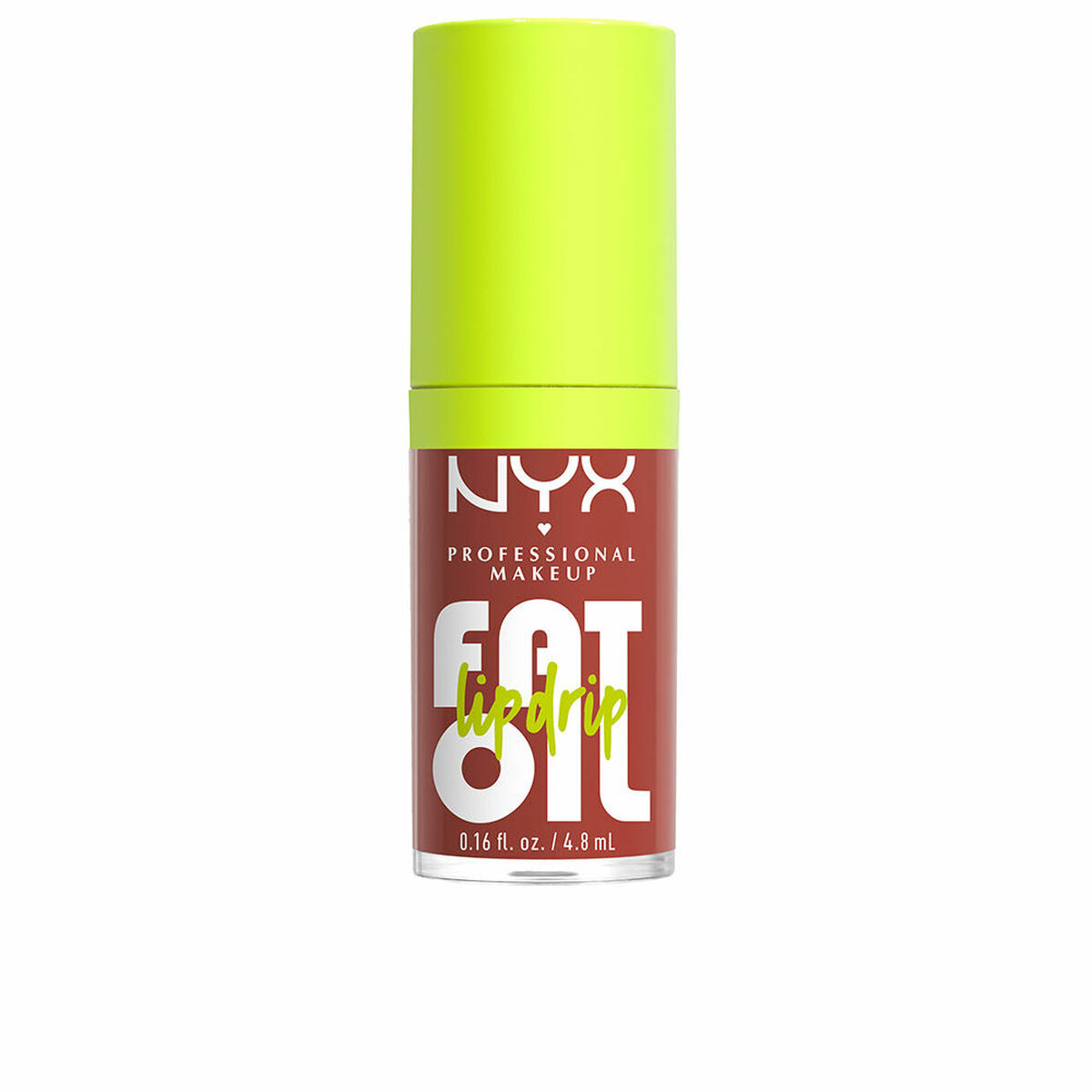 Rouge à lèvres NYX FAT OIL 4,8 ml avec packaging vert vif, unisexe et trendy pour un look audacieux.