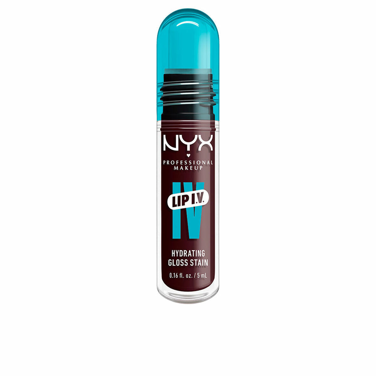 Rouge à lèvres NYX LIP IV 5 ml, couleur bordeaux, vegan et non testé sur animaux, hydratant gloss stain.