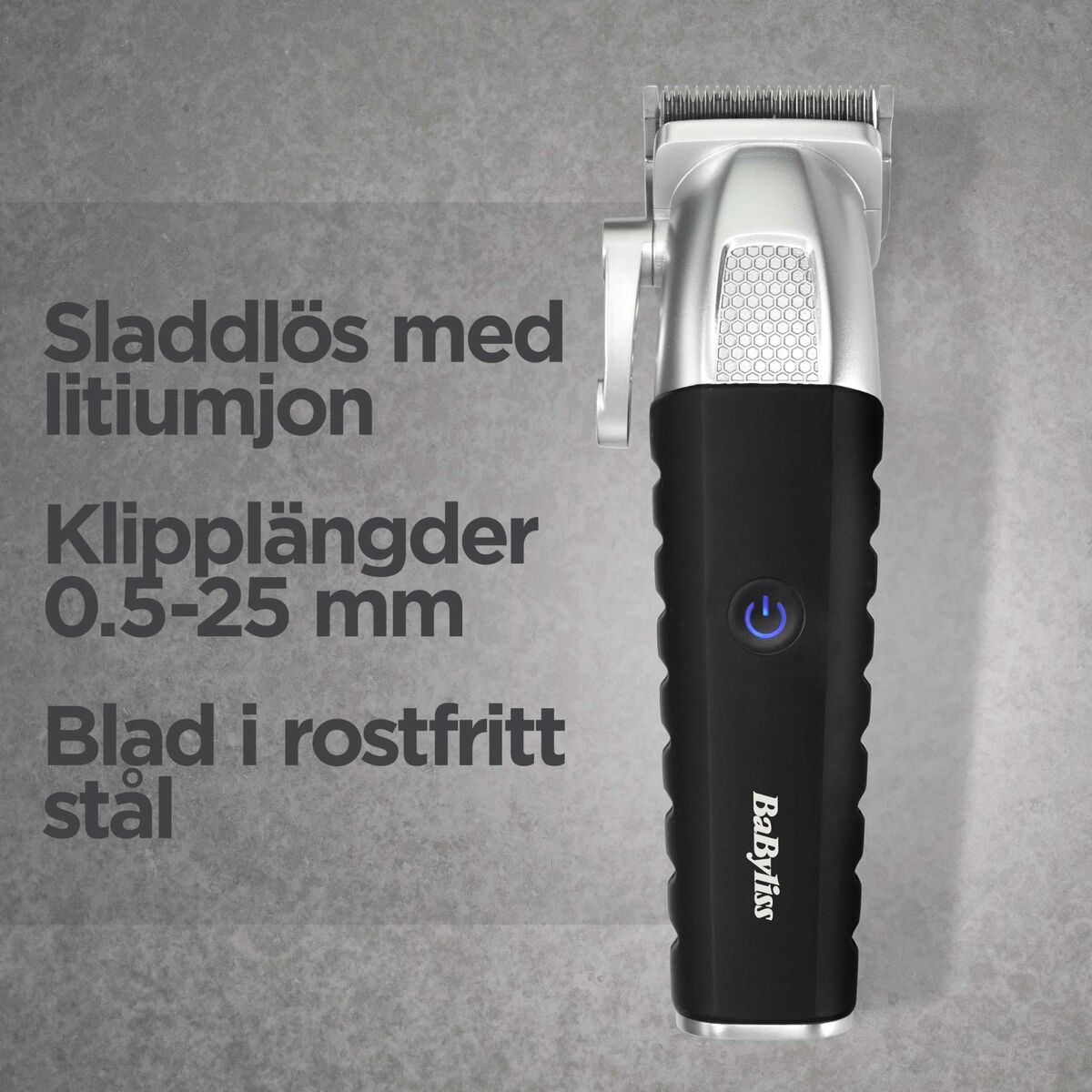 Rasoir électrique Babyliss T812E, sans fil, lames en acier inoxydable, ajustement de longueur 0.5-25 mm.