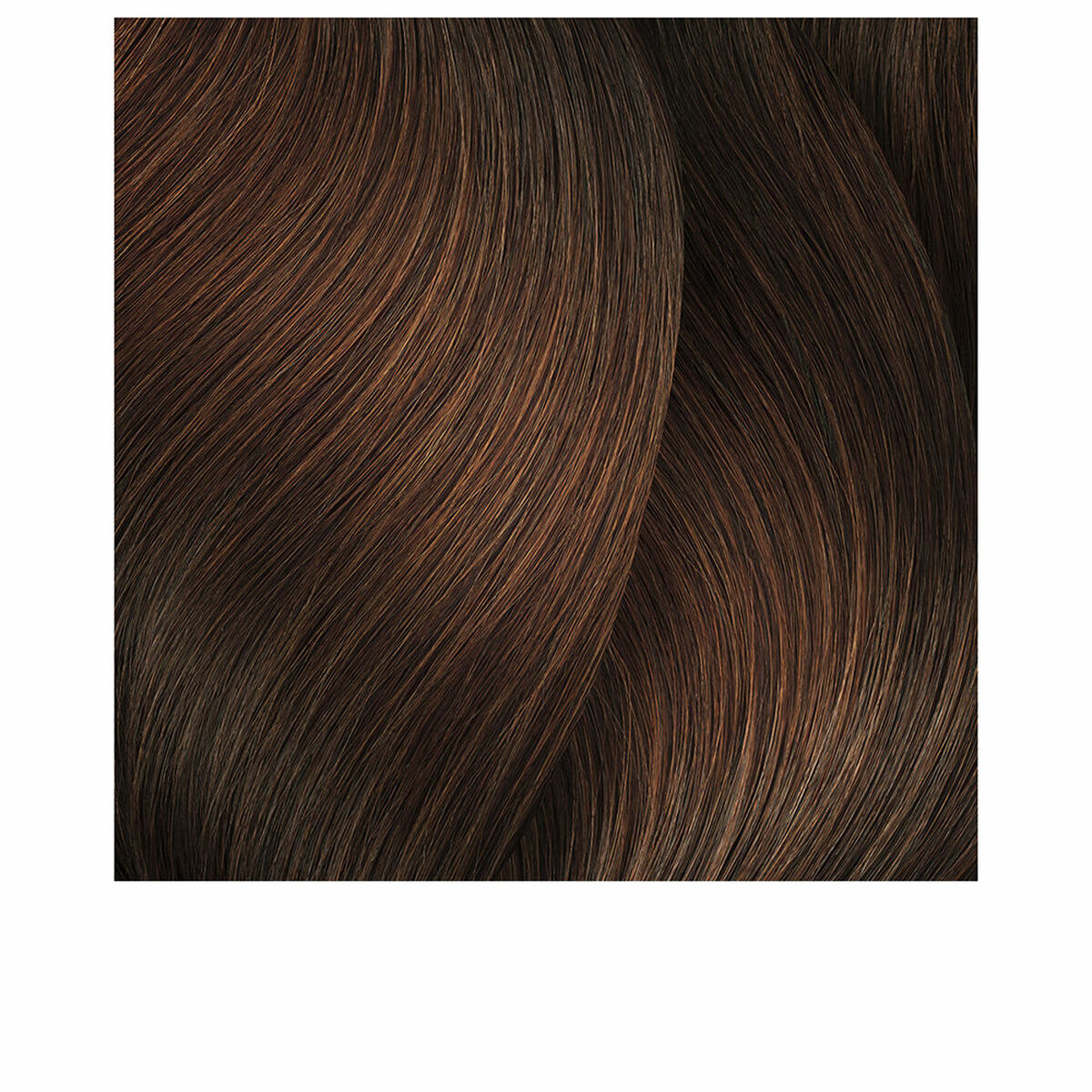 Healthy, shiny hair swatch showing rich dark brown color achieved with L'Oreal Professionnel MAJIREL.