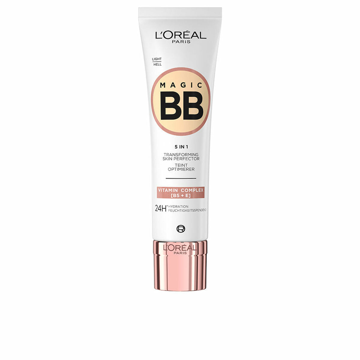 L'Oreal Paris Magic BB Crème, 5-in-1 transforming skin perfector with vitamin complex for hydration and coverage.