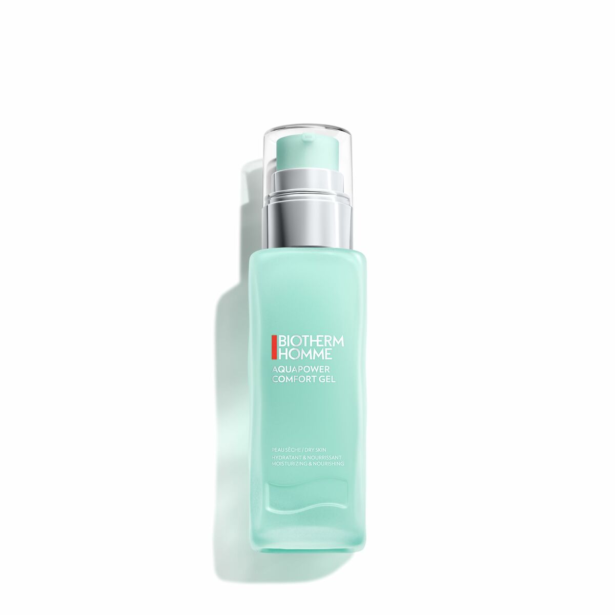 Flacon de Crème de jour Biotherm Homme Aquapower Ps 75 ml, produit cosmétique pour homme, sans parabènes.