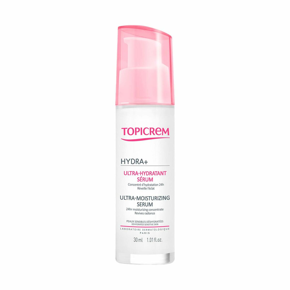 Sérum visage Topicrem Hydra+ 30 ml, ultra-hydratant pour une peau intensément hydratée et revitalisée.