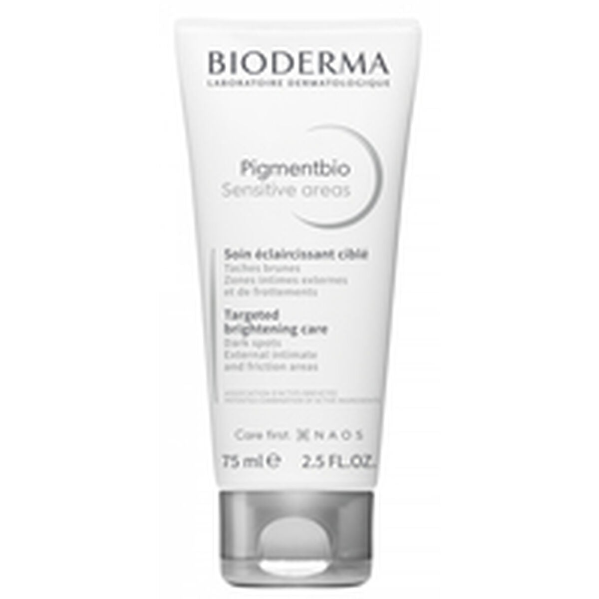 Crème de jour Bioderma 75 ml, soin éclaircissant pour zones sensibles, cosmétique haut de gamme pour la beauté.