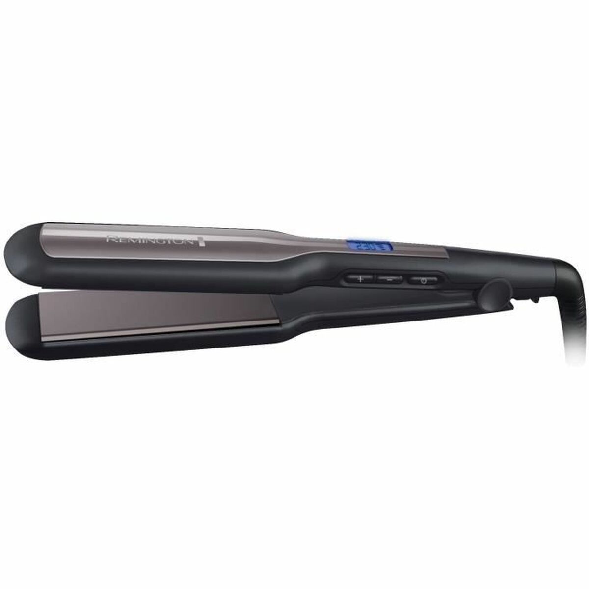 Lisseur à cheveux Remington S5525 Noir avec plaques en céramique et câble rotatif, parfait pour tous types de cheveux.