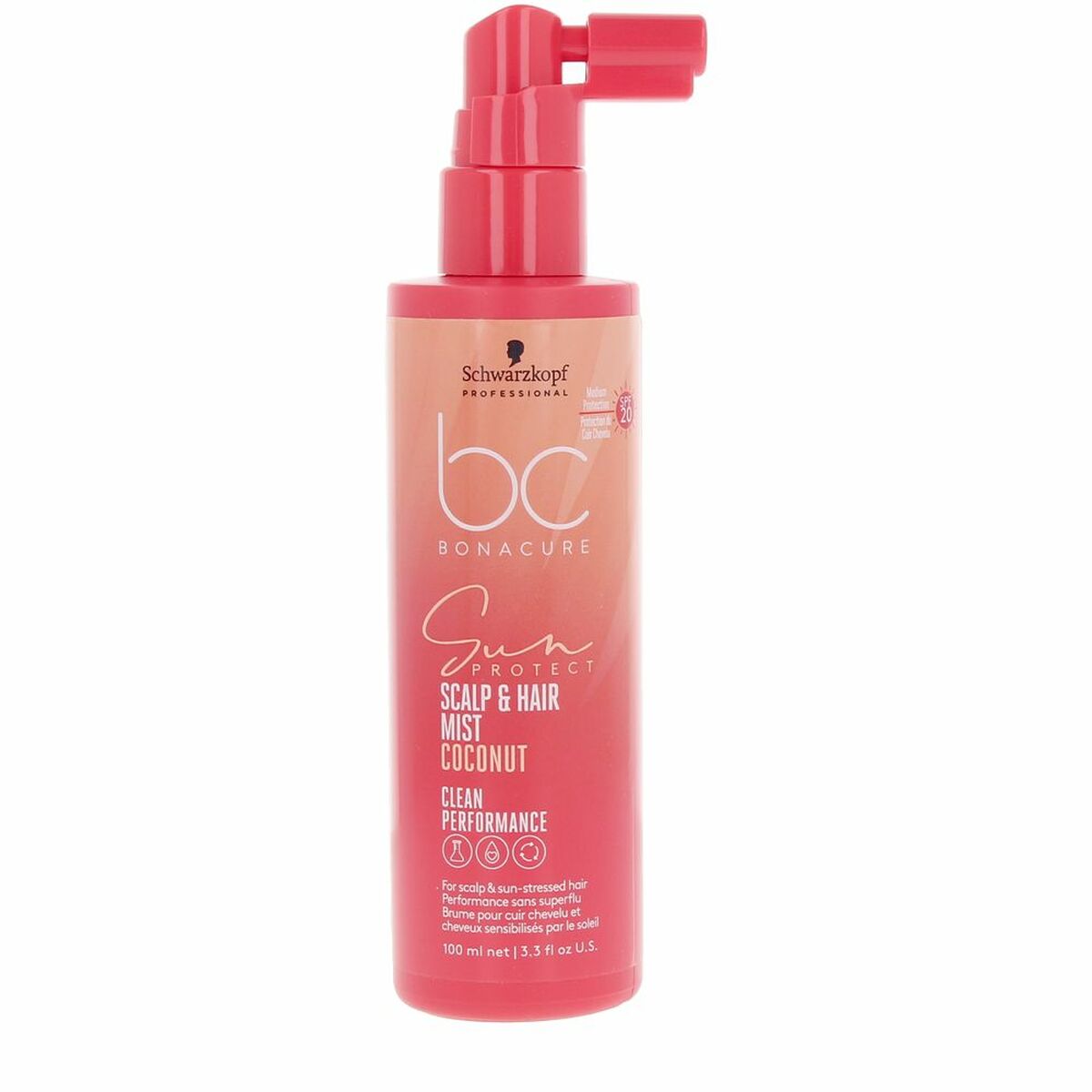 Protecteur solaire Schwarzkopf BC SUN PROTECT en spray pour cheveux et cuir chevelu, parfum coco, sans parabènes.
