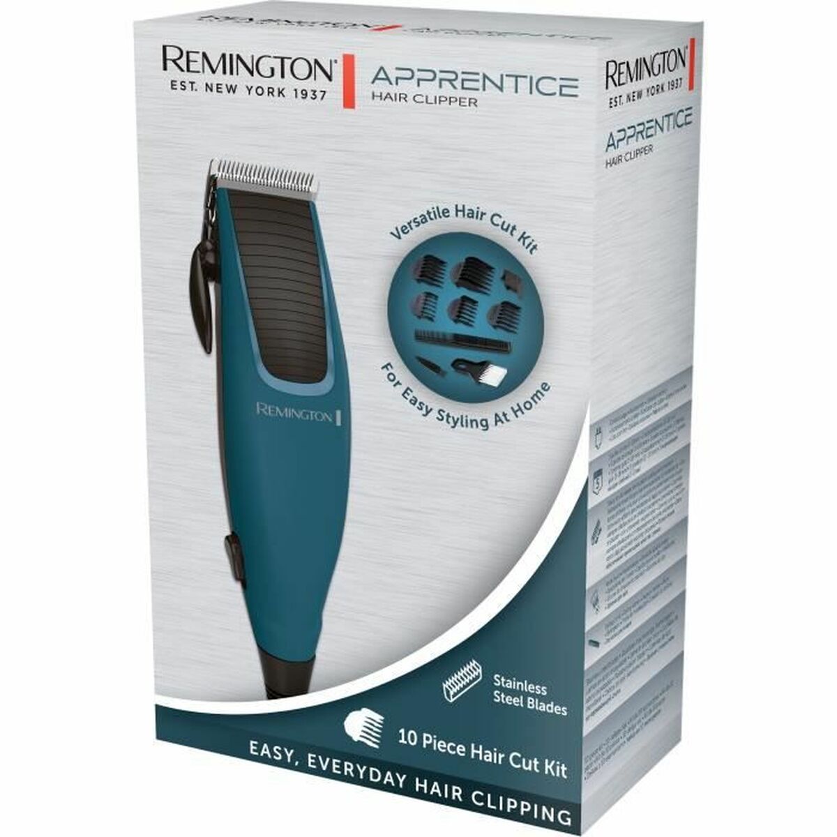 Remington HC5020 hair clipper in turquoise with stainless steel blades for easy at-home styling.