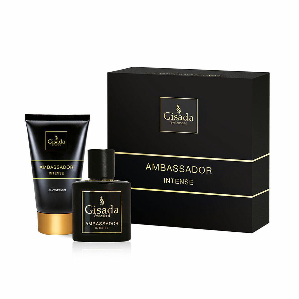 Set de Parfum Homme Gisada AMBASSADOR 2 pièces, incluant un parfum et un gel douche.