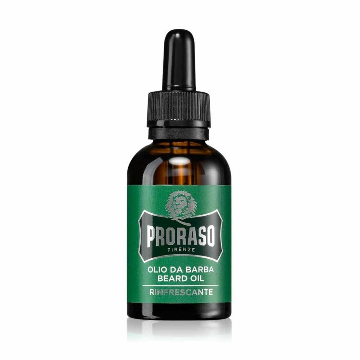Huile pour barbe Proraso Rinfrescante 30 ml en flacon avec compte-gouttes, idéale pour un soin rafraîchissant de la barbe.