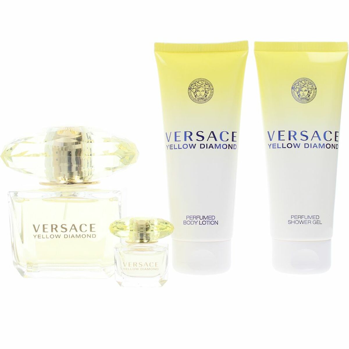 Set de Parfum Femme Versace Yellow Diamond avec lotion et gel douche, 3 pièces 100% original.