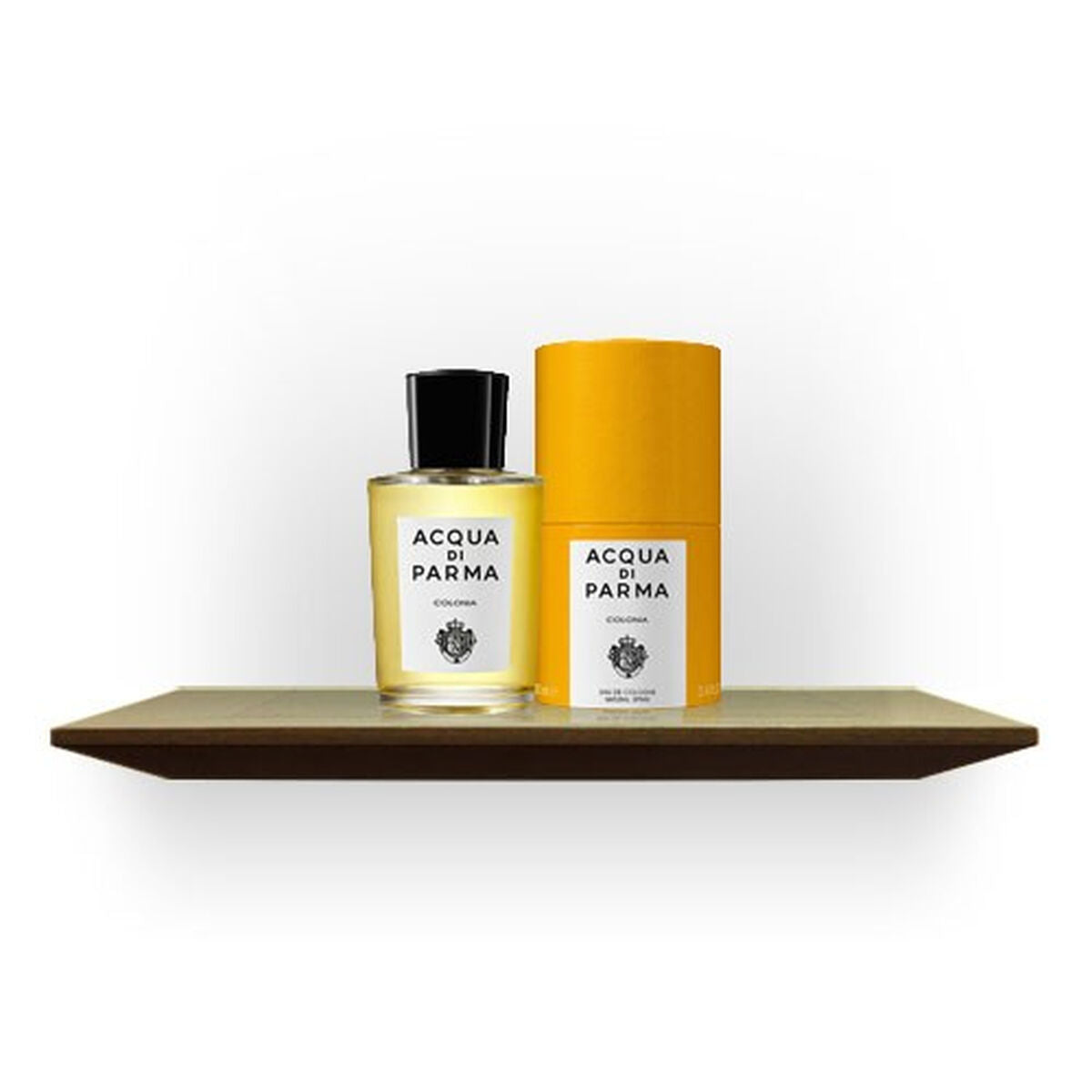 Parfum Unisexe Acqua Di Parma 11790 EDC 50 ml et 100 ml sur une étagère en bois, packaging élégant et authentique.