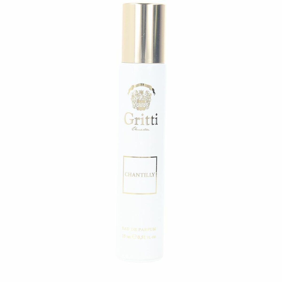 Parfum Femme Gritti CHANTILLY EDP 15 ml in elegant white bottle with gold accents.