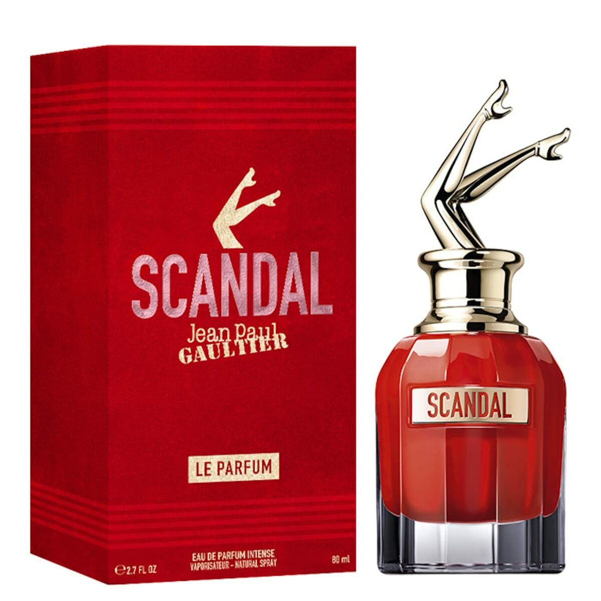 Parfum Femme Jean Paul Gaultier Scandal Le Parfum EDP 80 ml with iconic bottle design and bold red packaging.