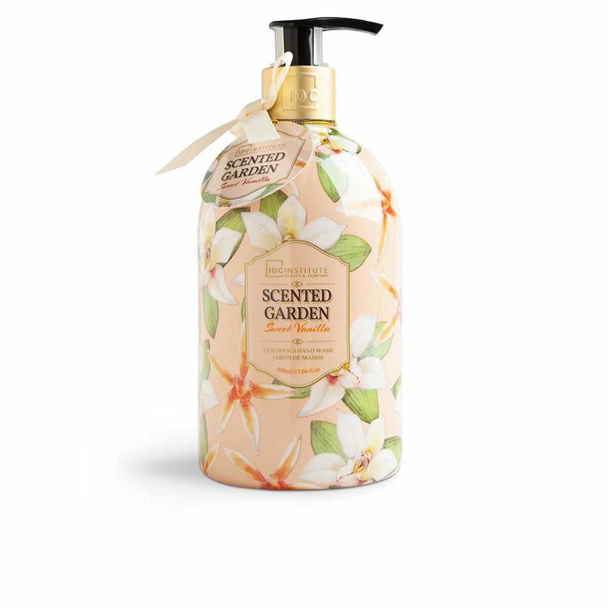 Savon pour les mains IDC Institute Scented Garden Sweet Vanilla 500 ml avec doseur, nourrissant et hydratant.