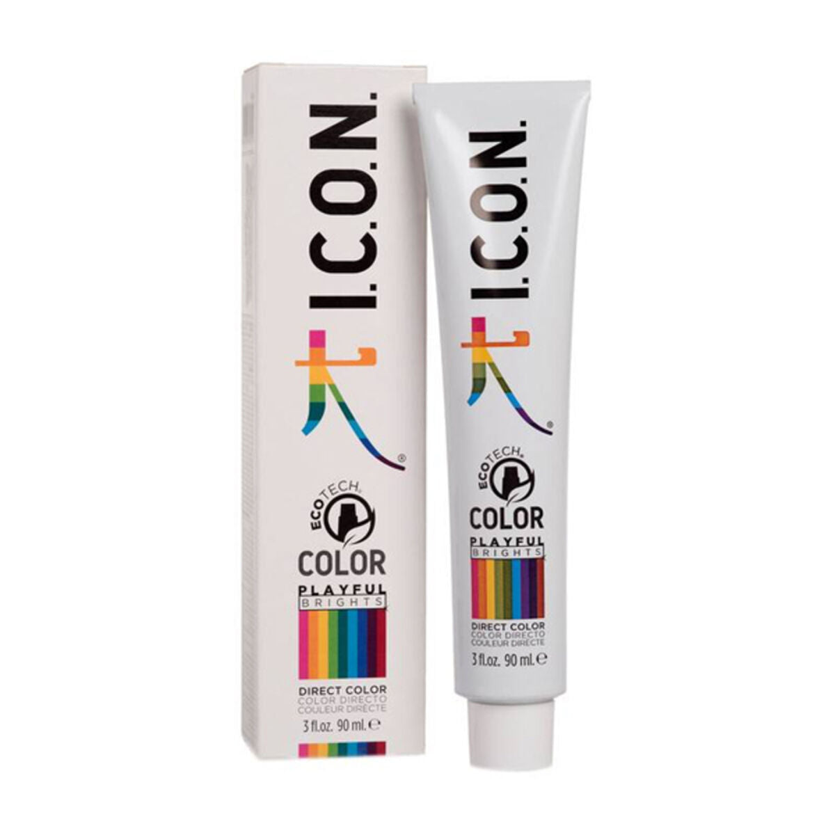 I.C.O.N. Playful Brights Canary permanent hair dye 90 ml with colorful packaging for vibrant blond results.