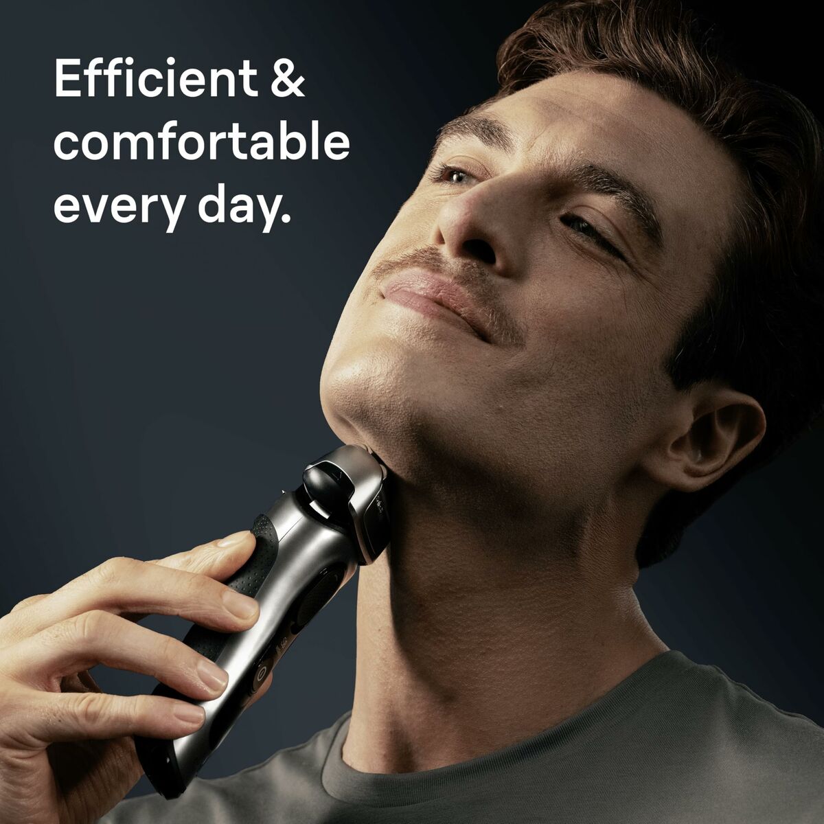 Man using Braun Series 8 8617S electric razor for a comfortable daily shave.