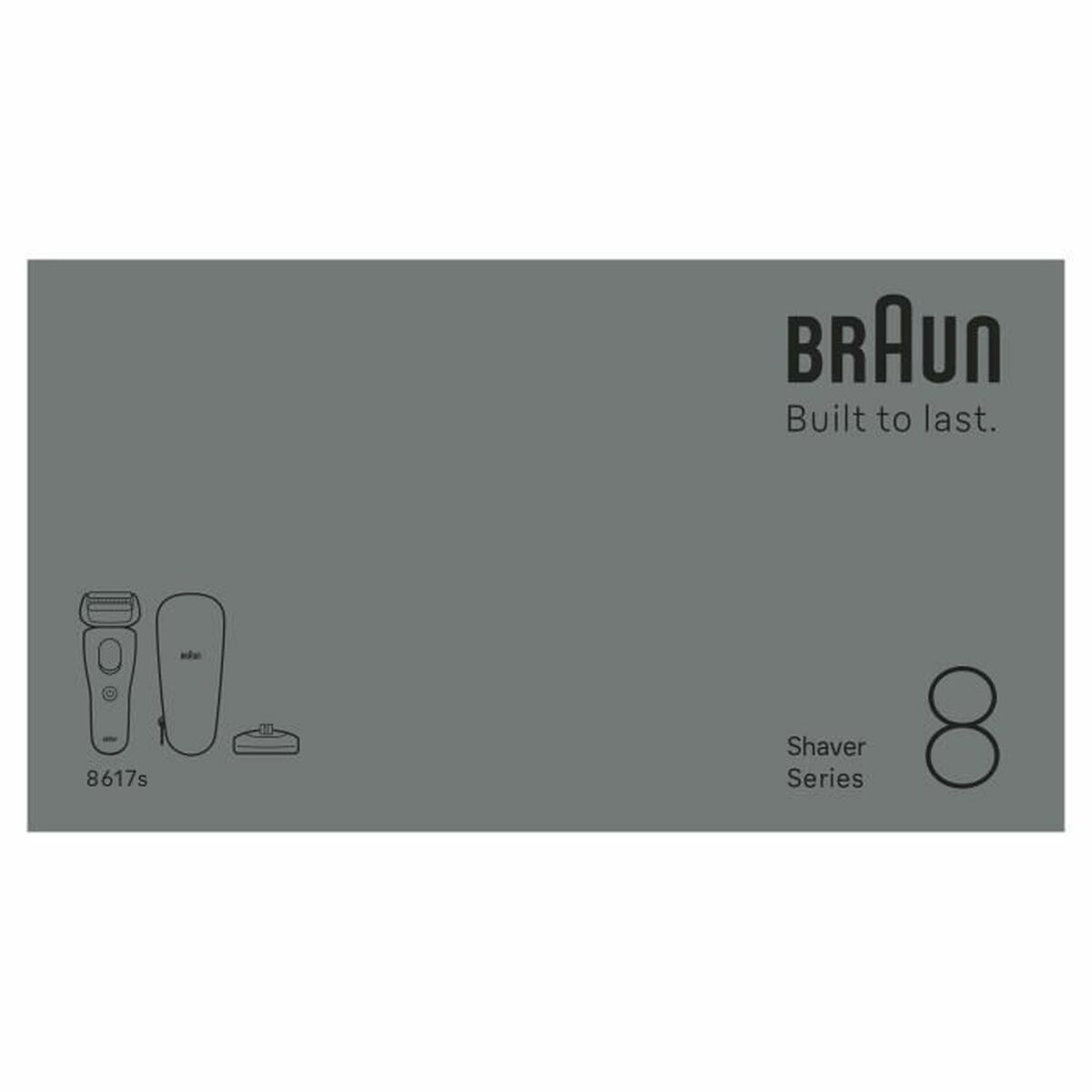 Braun Series 8 8617S electric shaver packaging with sleek design and branding.