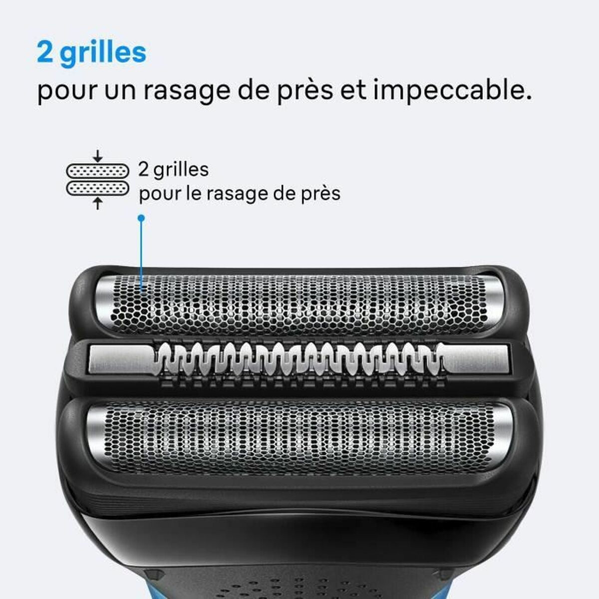 Bandeau de rasoir Braun Series 3 avec 2 grilles pour un rasage de près et impeccable.