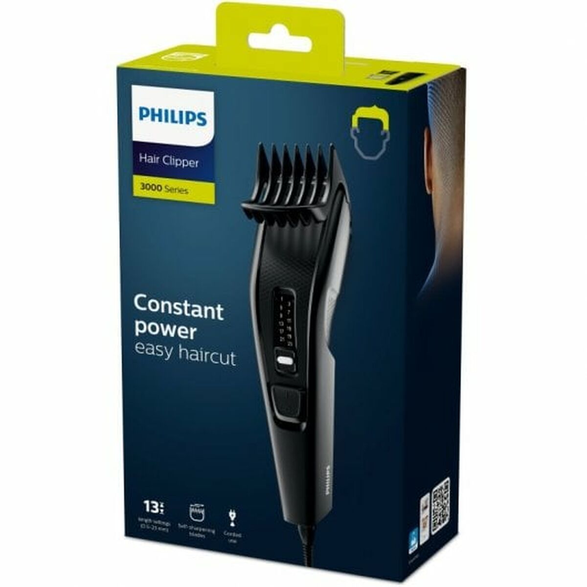 Tondeuse Philips Series 3000 Noir, clipper with ergonomic design for easy haircuts and personal grooming.