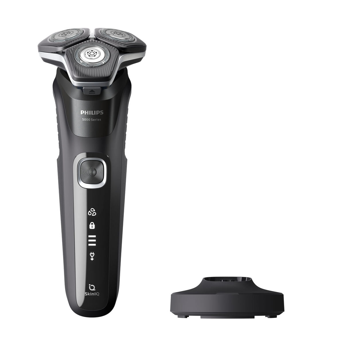 Philips S5898/25 electric shaver with charging stand, rechargeable, LED light, personal grooming tool.