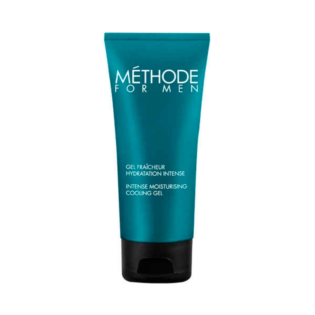 Crème visage Methode for Men Jeanne Piaubert tube, hydrating gel for men in a turquoise package.